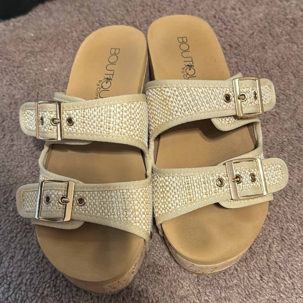 Corky’s Women's Cream Wedge Sandals